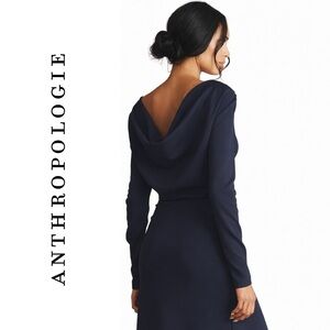 Anthropologie Long-Sleeve Cowl-Back Maxi Dress